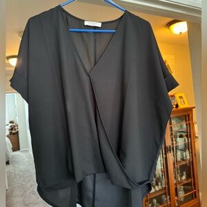Zenana black cross front sheer blouse. Size M fits 12-14. SOLD